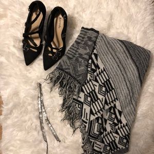Black and white draped cardigan
